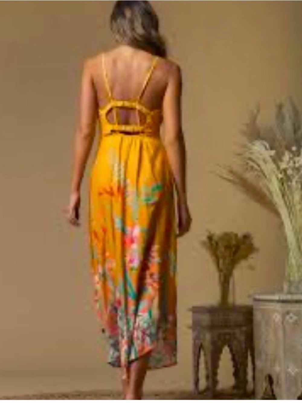 Arula Tropical Print Midi Slip Dress